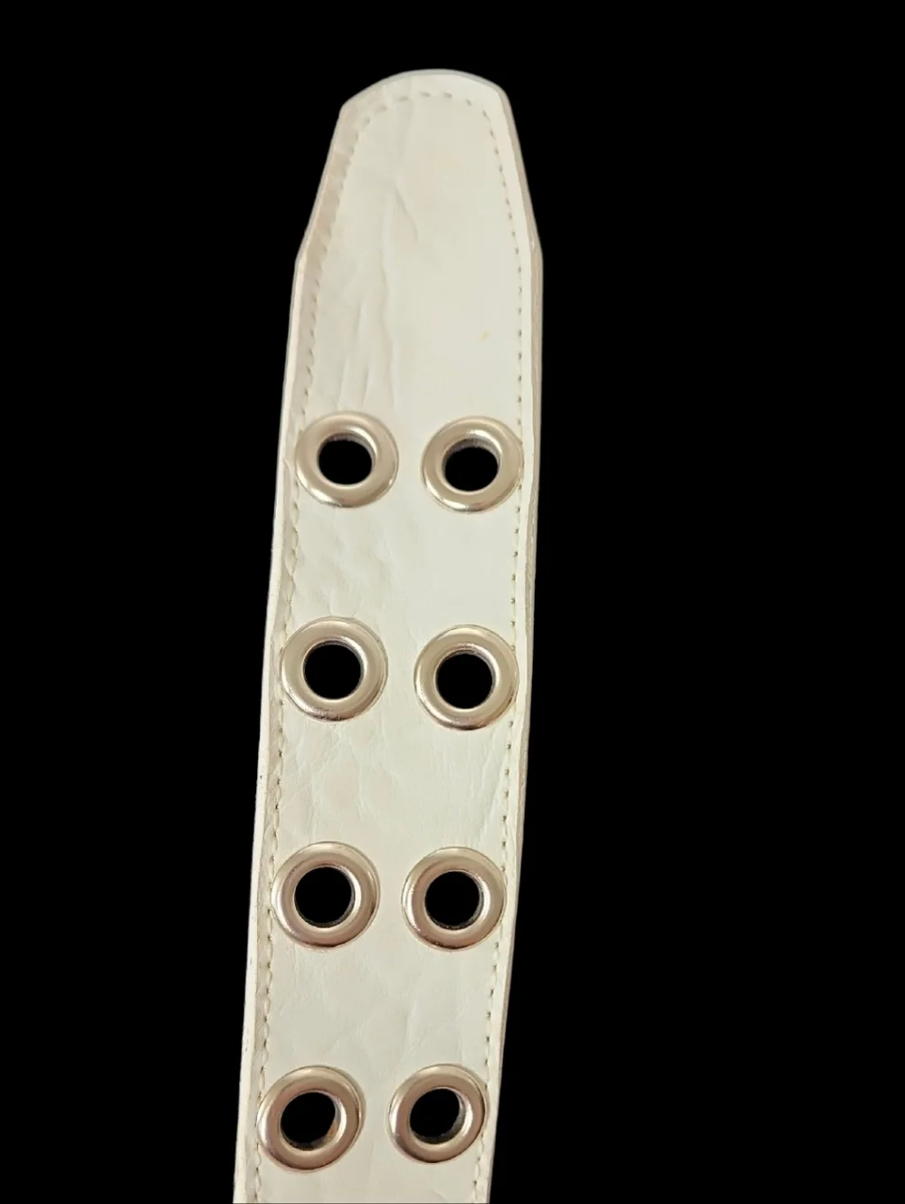 Hot Topic Women's Faux Leather White Double-Row Grommet Studded Belt Size XL